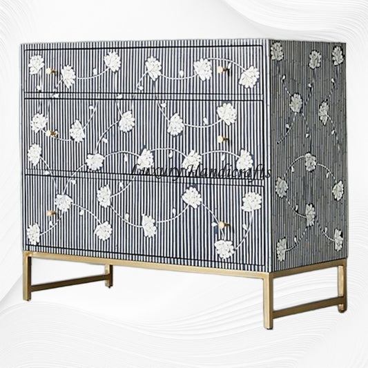 Bone Inlay Ada 3 Drawer Dresser Blue