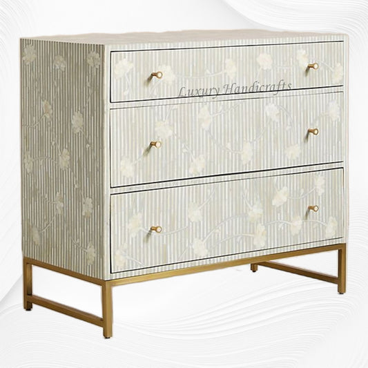 Bone Inlay Ada 3 Drawer Dresser Grey
