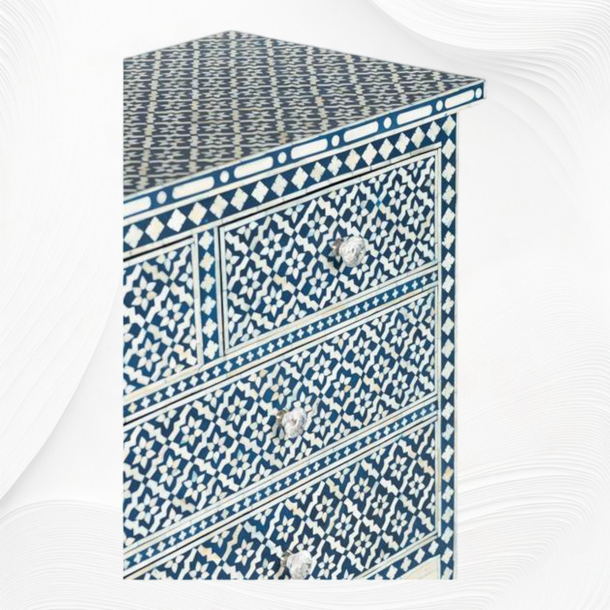 Navy Blue Bone Inlay Arctic Chest Of 7 Drawers 4