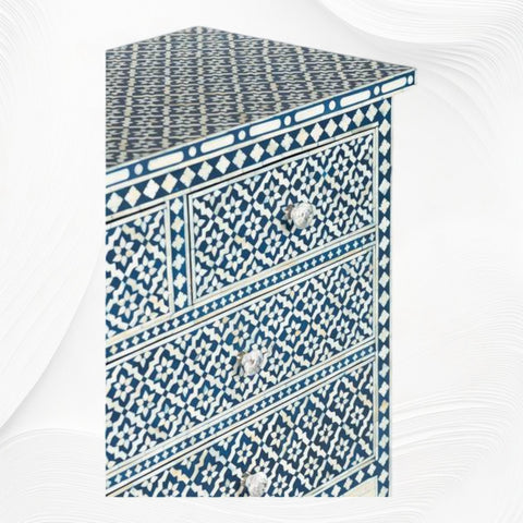 Navy Blue Bone Inlay Arctic Chest Of 7 Drawers 4