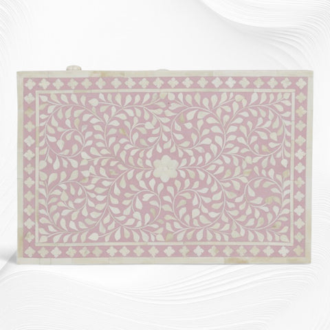 Bone Inlay Bedside Floral 1 Drawer 1 Door Blush Pink 2