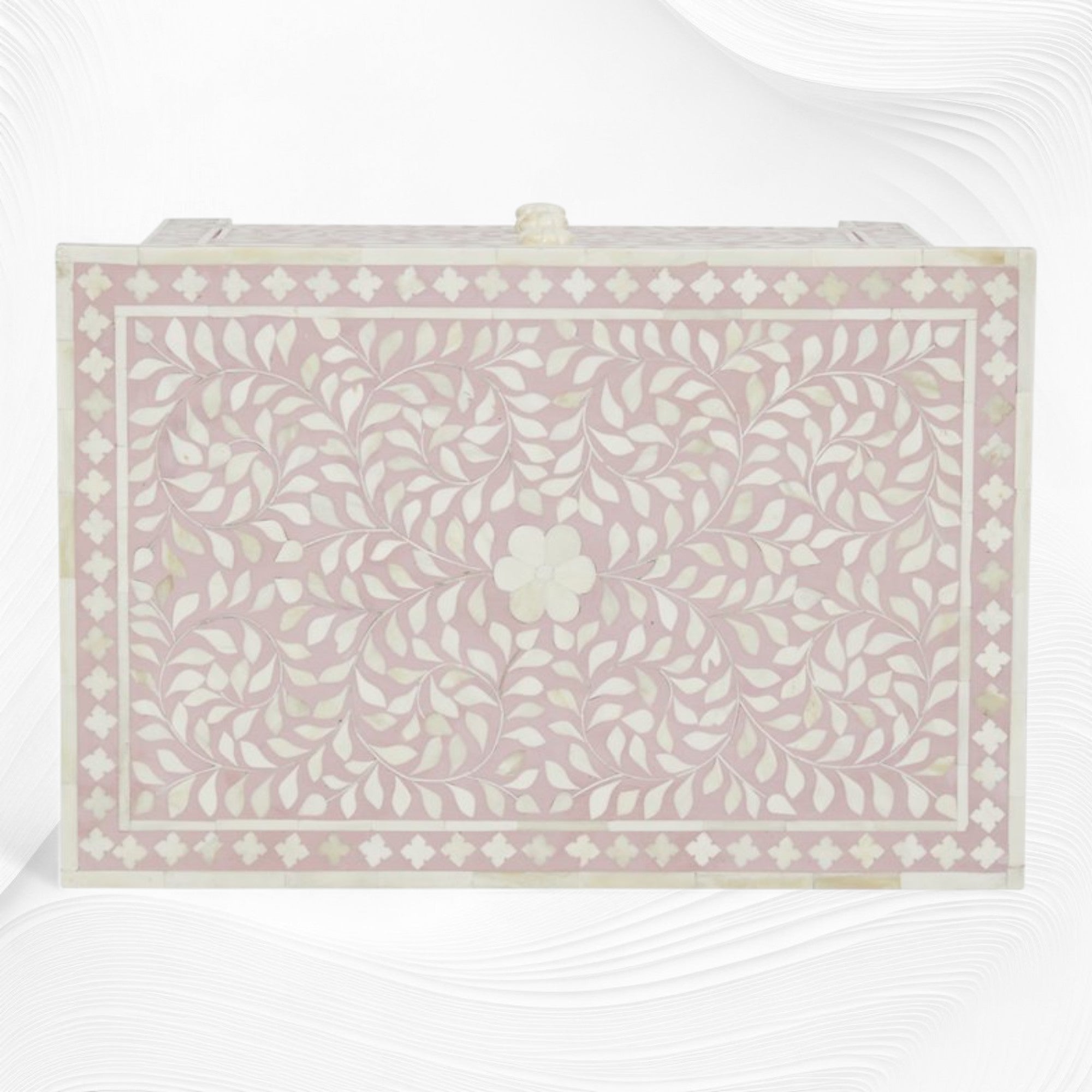 Bone Inlay Floral 3 Drawer Bedside Blush Pink 3