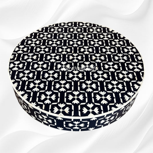 Bone Inlay Lotus Coffee Table Navy Blue 3