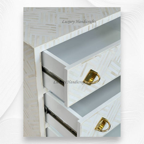 Bone Inlay Optical Chest 6 Drawers White 4