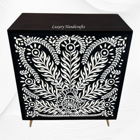 Bone Inlay Cabinet Peacock Black 1