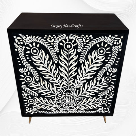 Bone Inlay Cabinet Peacock Black 1