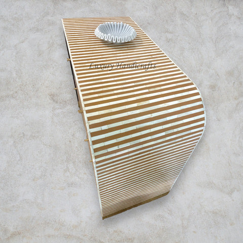 Waterfall Bone Inlay 4 Drawer Dresser Almond