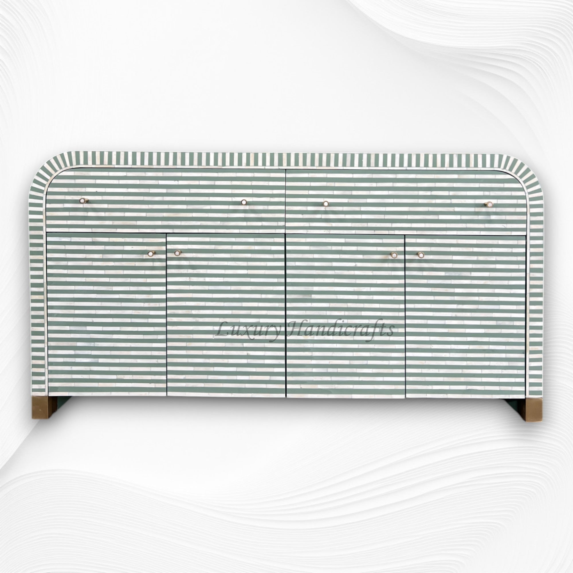 Bone Inlay Waterfall Sideboard Sage Green 1