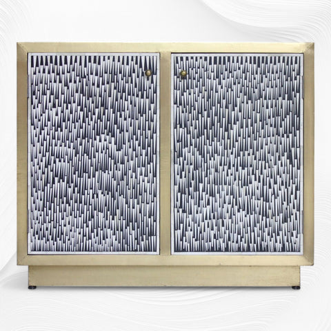 Brass Bone Inlay Arrow Cabinet Black 4
