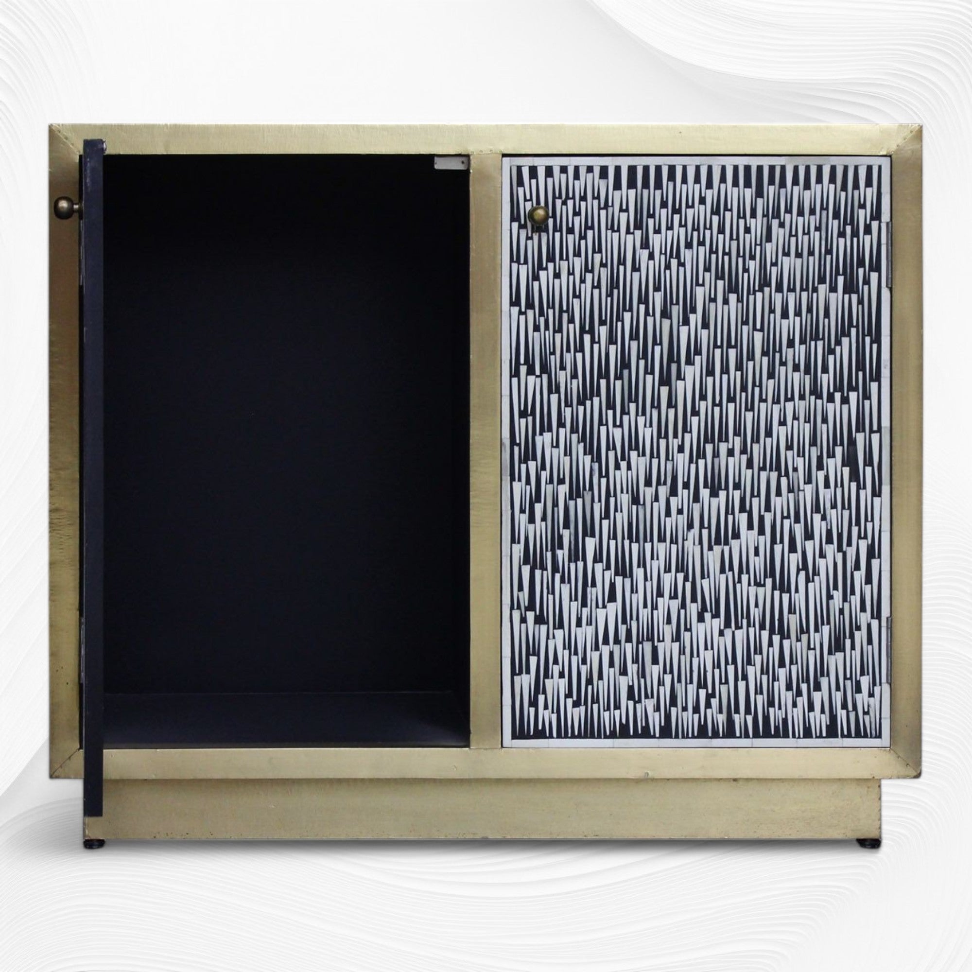 Brass Bone Inlay Arrow Cabinet Black 2