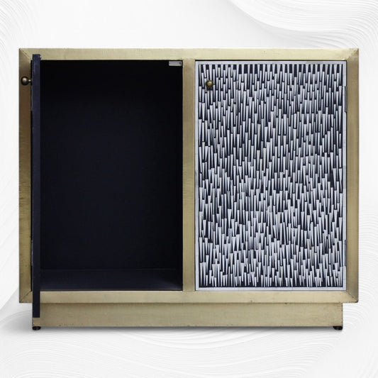 Brass Bone Inlay Arrow Cabinet Black 2