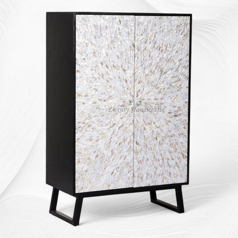 Caroline Mother of Pearl Inlay Bar Cabinet Black 3
