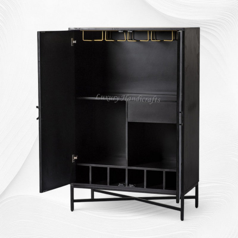 Celesta Mother of Pearl Inlay Bar Cabinet Black 5