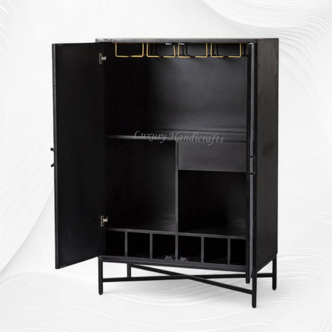 Celesta Mother of Pearl Inlay Bar Cabinet Black 5