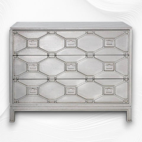 Chatham Hollywood Regency Silver Metal 3 Drawer Dresser 4