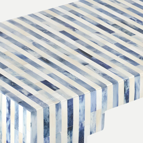 Blue and white striped pattern on a surface