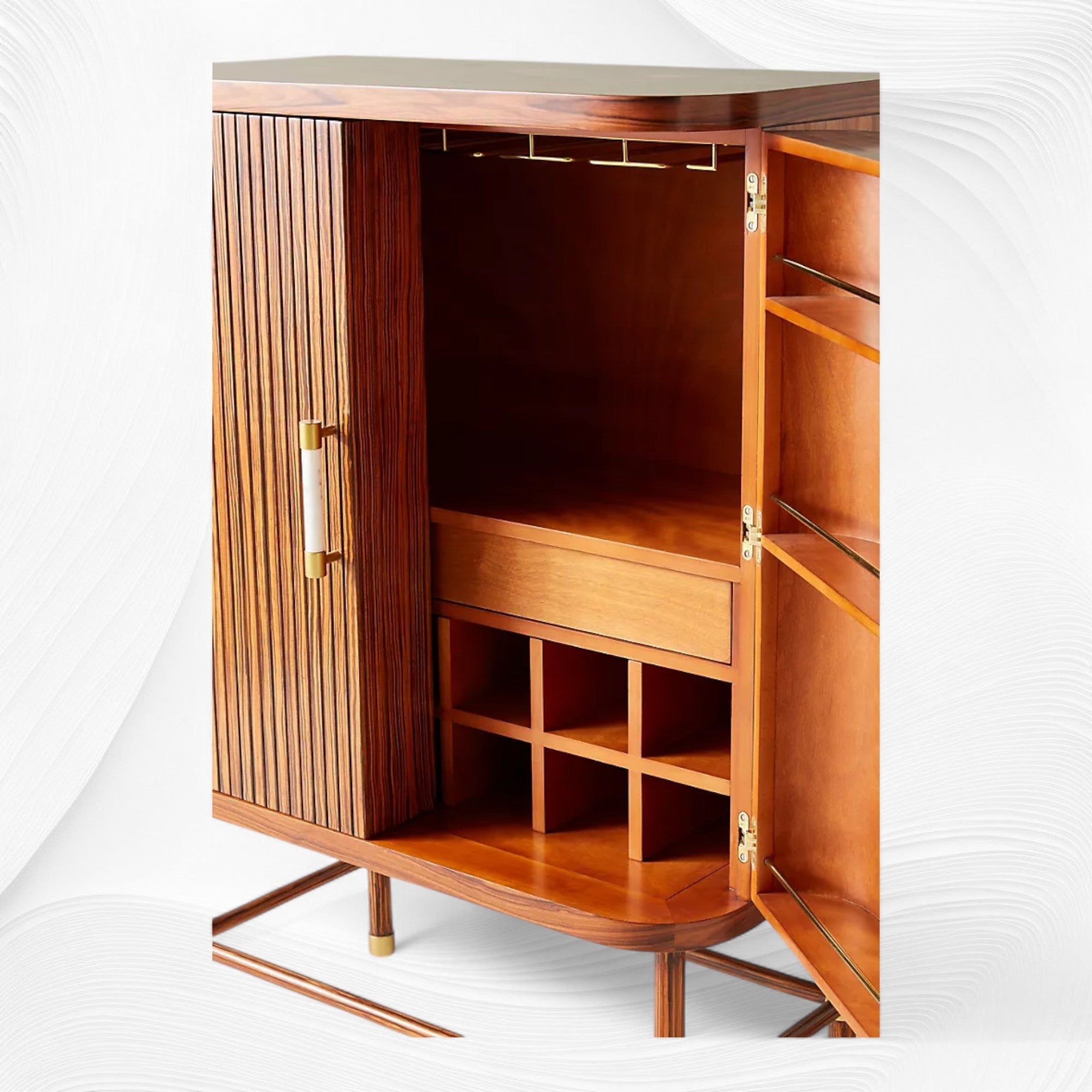Deluxe Tamboured Bar Cabinet Brown 4