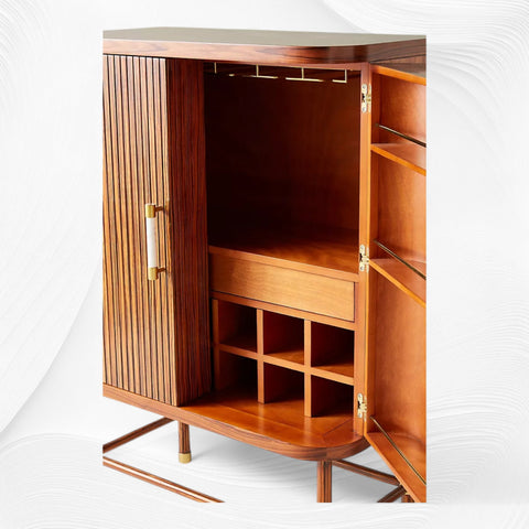 Deluxe Tamboured Bar Cabinet Brown 4