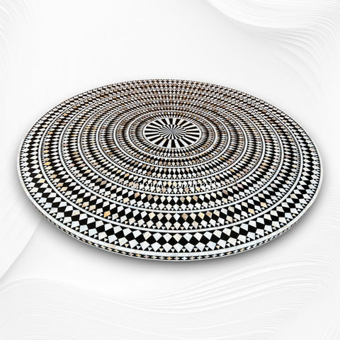 Diamond MOP Inlay Round Dining Table Black 2