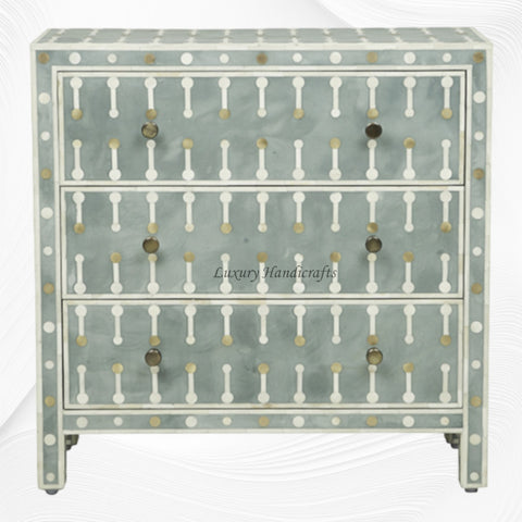 Dot Bone Inlay 3 Drawer Chest Light Green