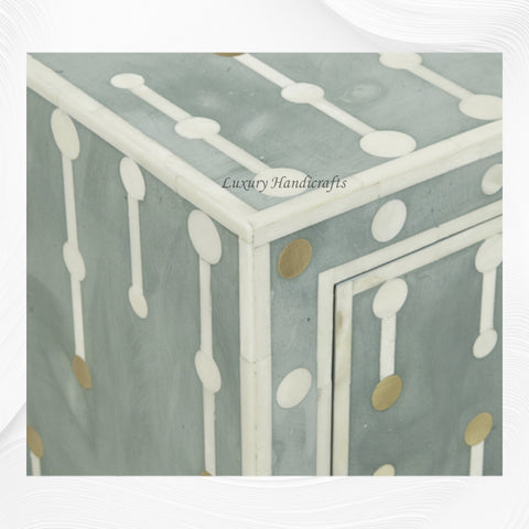 Dot Bone Inlay 3 Drawer Chest Light Green