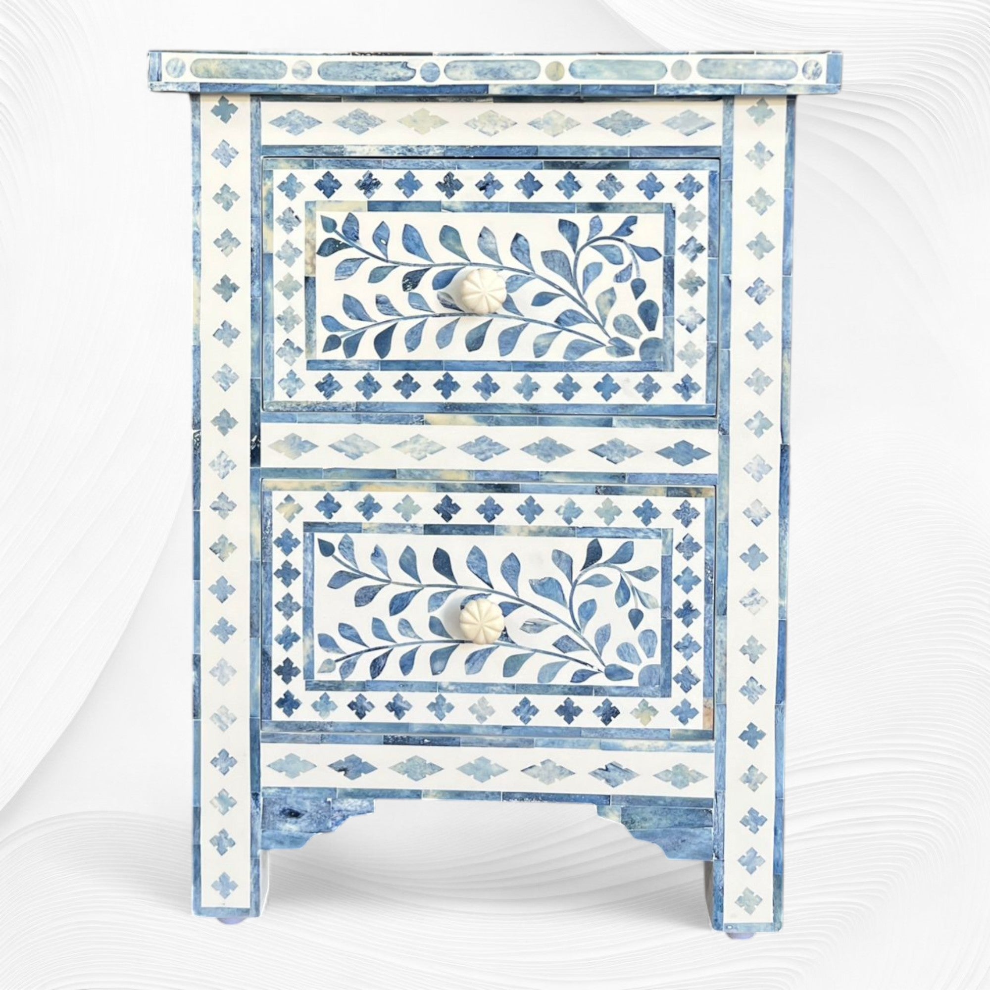 Ella Colored Bone Inlay Floral Bedside Light Blue