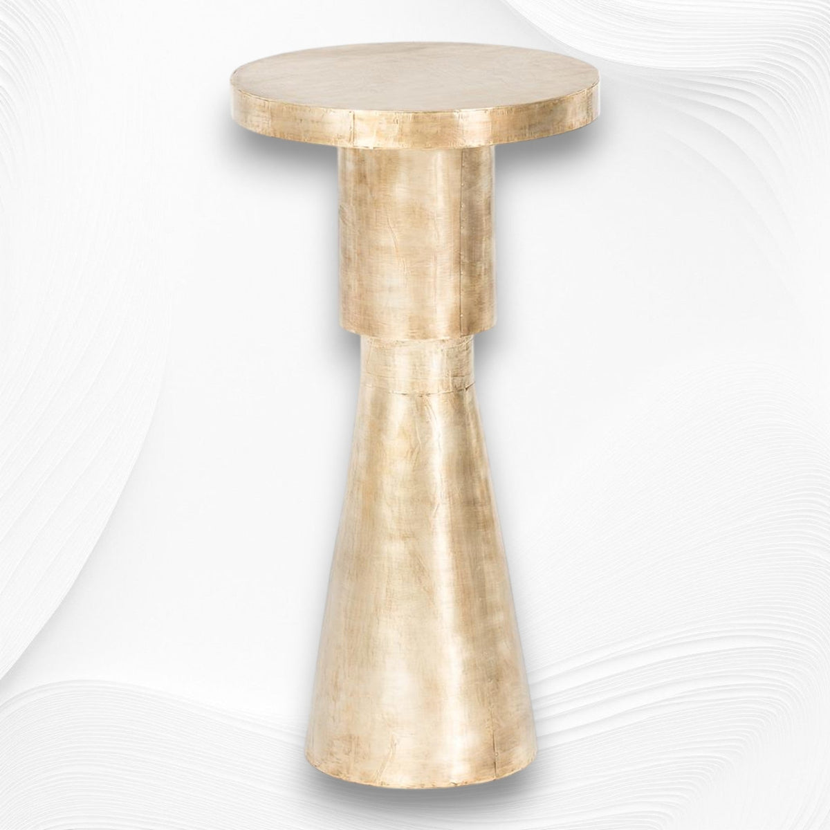 Embossed Brass Side Table Cylindrical Shape 1
