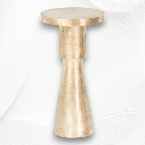 Embossed Brass Side Table Cylindrical Shape 1