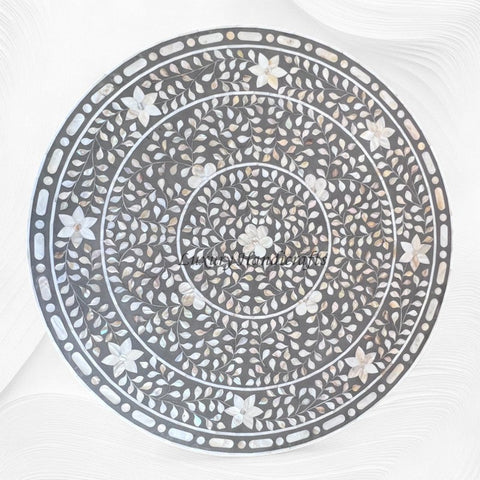 Emi Floral Mother of Pearl Inlay Dining Table Grey 2