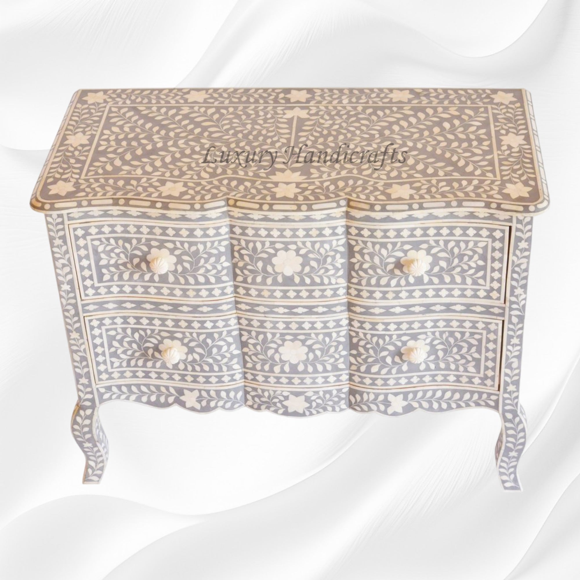 Estelle Bone Inlay 2 Drawer Chest Grey 3