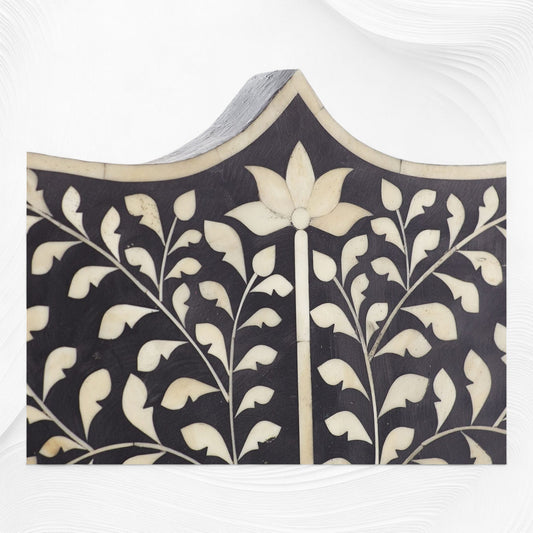 Floral Bone Inlay Headboard Black