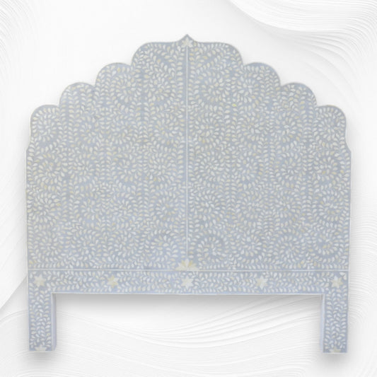 Floral Bone Inlay Headboard Grey