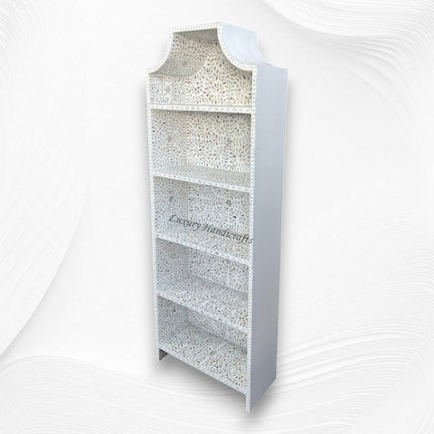 Floral Mother of Pearl Inlay Book Shelf White 4