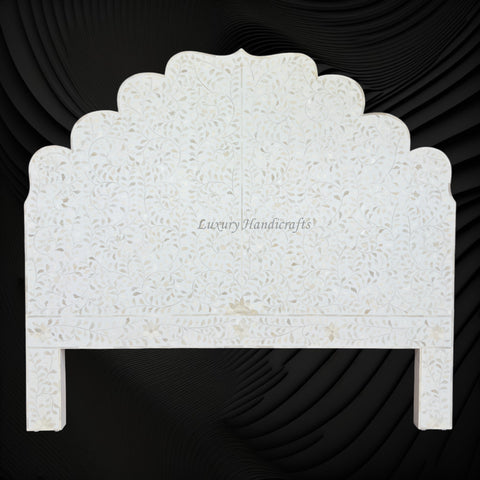 Floral Bone Inlay Headboard White