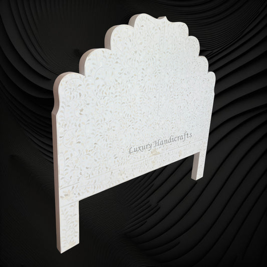 Floral Bone Inlay Headboard White