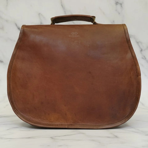 Genuine Leather Lotus Sling Crossbody Bag Brown