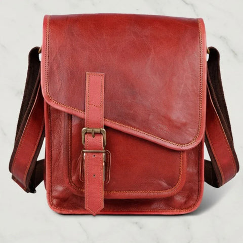 Genuine Reddish Brown Crossbody Messenger Bag