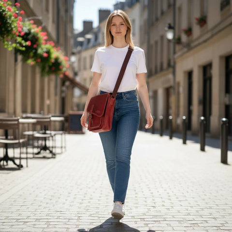 Genuine Reddish Brown Crossbody Messenger Bag