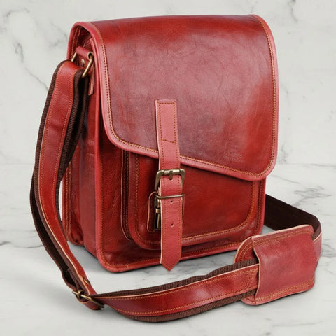 Genuine Reddish Brown Crossbody Messenger Bag