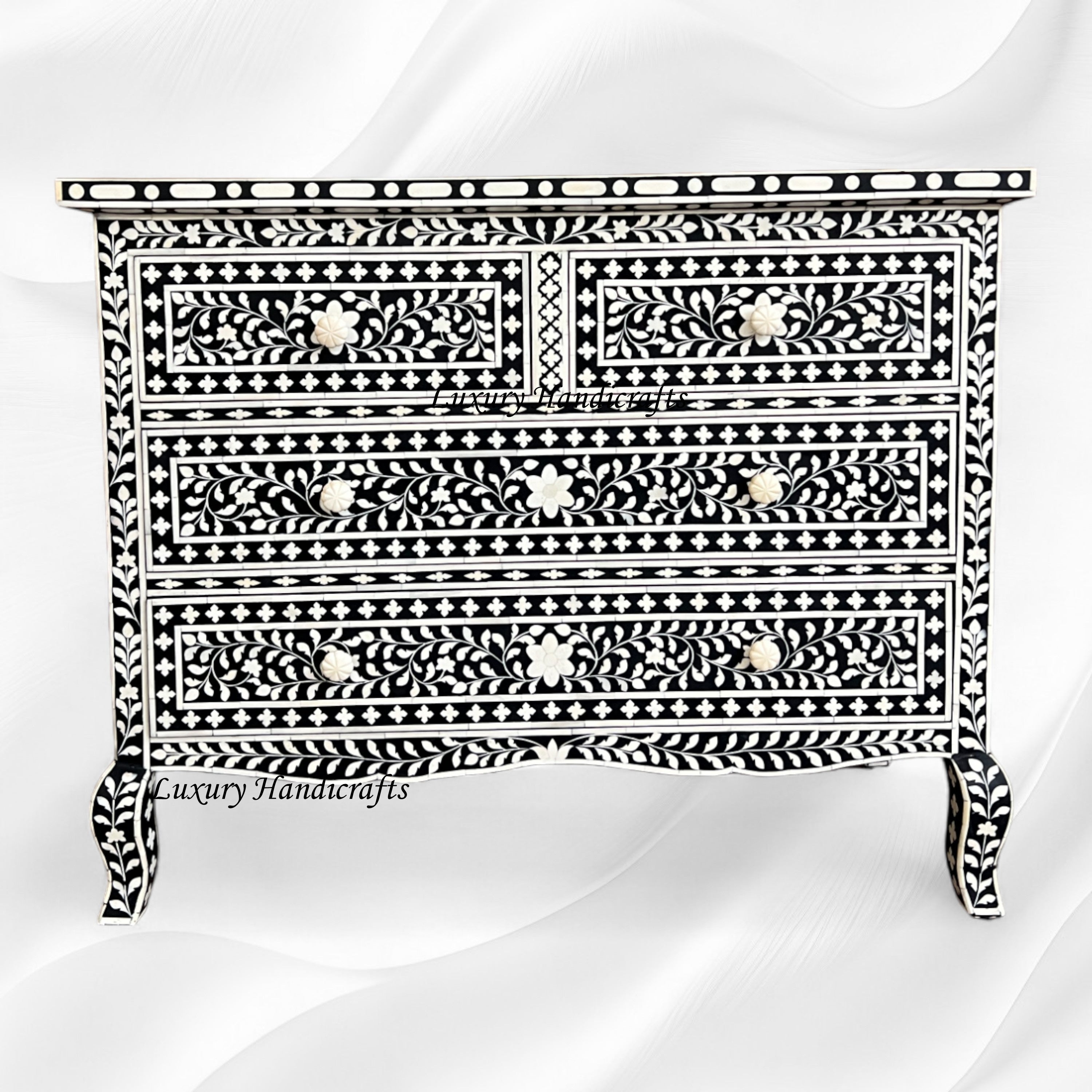 Grace Bone Inlay 4 Drawer Dresser Black