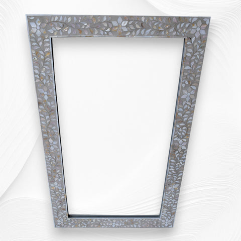 Grey Mother Of Pearl Inlay Mirror Floral