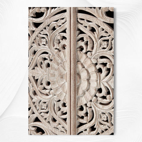 Handcarved Lombok Entryway Cabinet White Wash 6