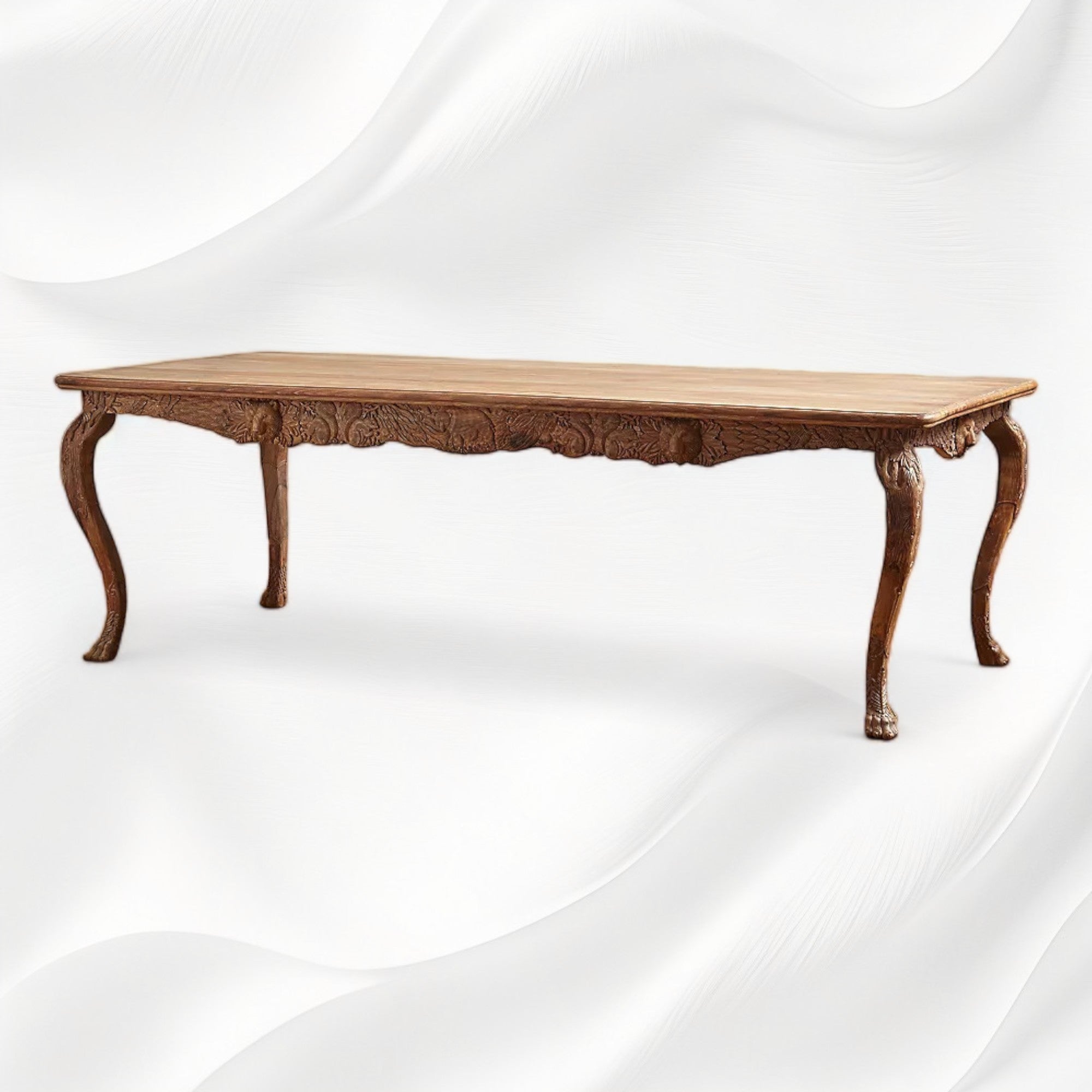 Handcarved Menagerie Dining Table Natural – Luxury Handicrafts