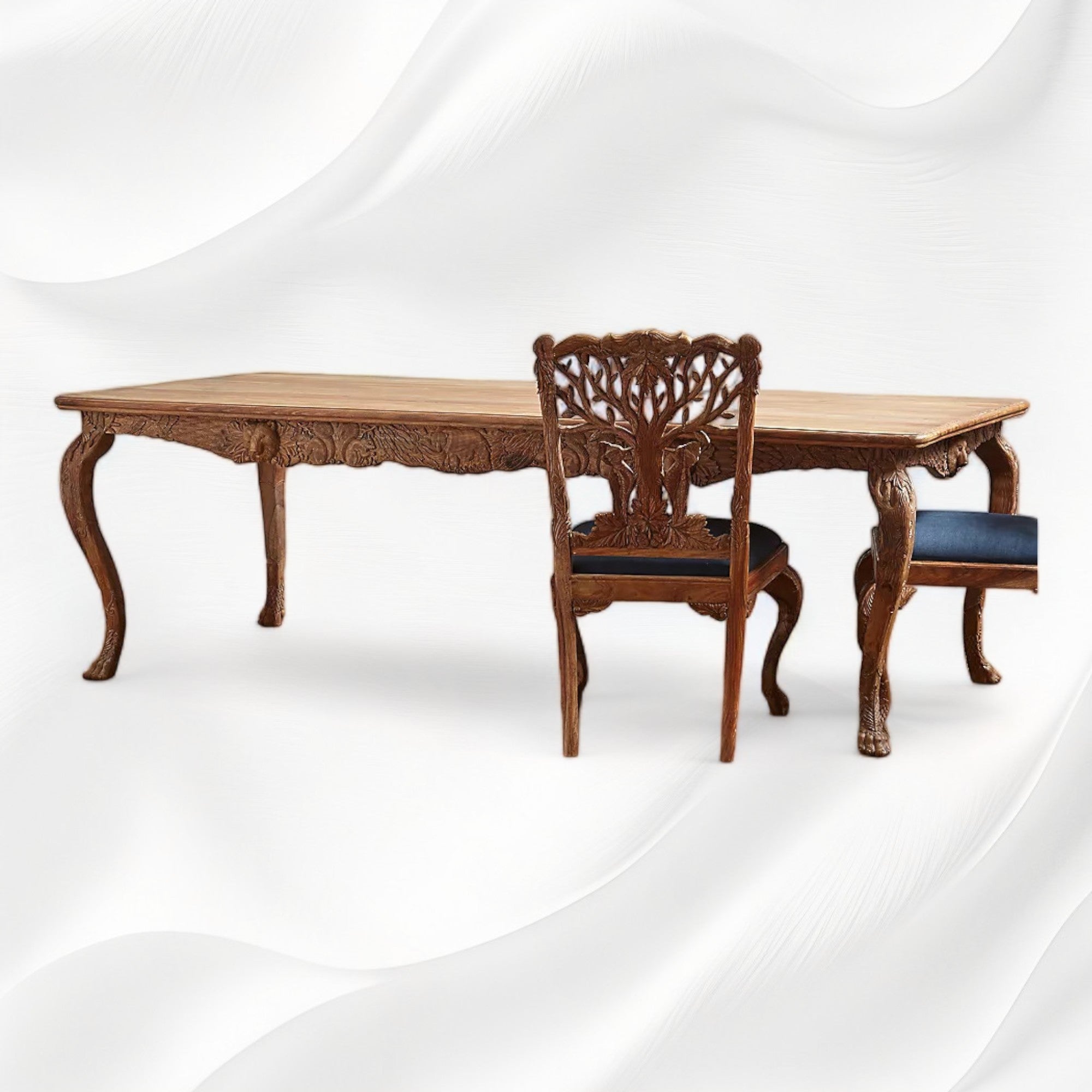 Handcarved Menagerie Dining Table Natural – Luxury Handicrafts
