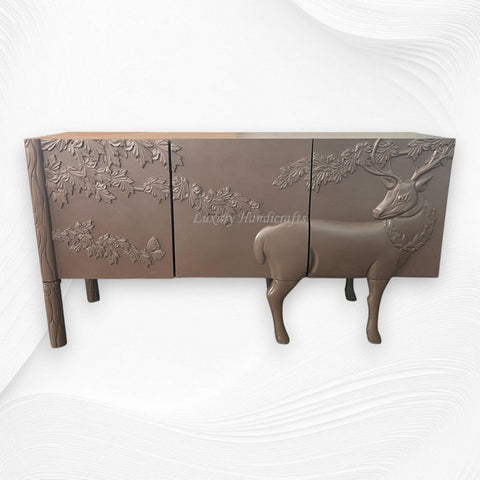 Handcarved Land and Sky Buffet Dark Brown Finish 6