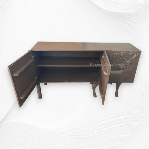 Handcarved Land and Sky Buffet Dark Brown Finish 4