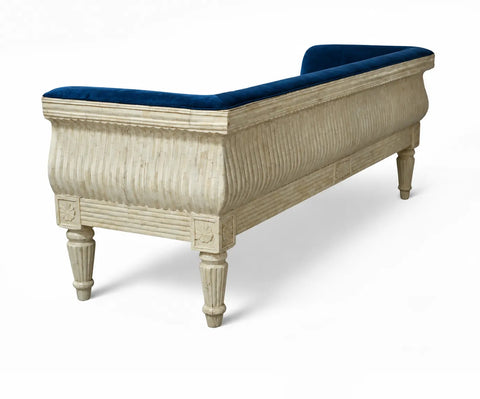 Handcrafted Bone Inlay 3 Seater Fabric Sofa