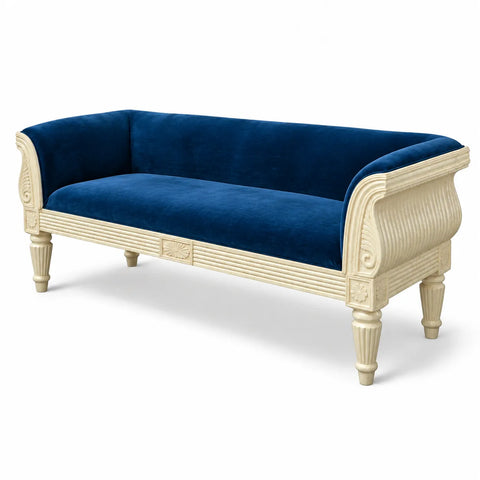 Handcrafted Bone Inlay 3 Seater Fabric Sofa
