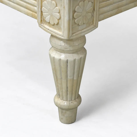 Handcrafted Bone Inlay 3 Seater Fabric Sofa