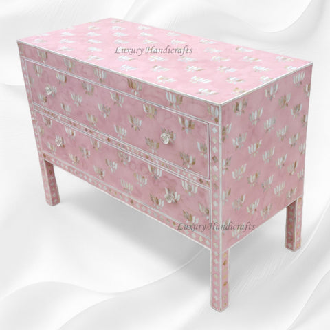 Hazel MOP Inlay 2 Drawer Sideboard Pink Patch 2